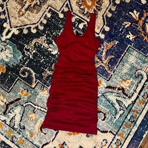 Express Magenta Bodycon Ruched Scoop Neck Mini Tank Dress Size Small